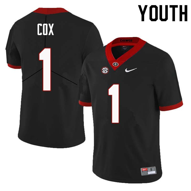 Youth Georgia Bulldogs #1 Brenton Cox College Football Jerseys Sale-Black